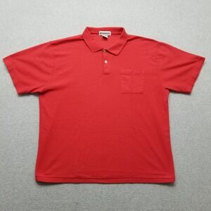 McGregor Polo Shirt Mens XL Red Short‎ Sleeve Button Up Pocket Plain Casual
